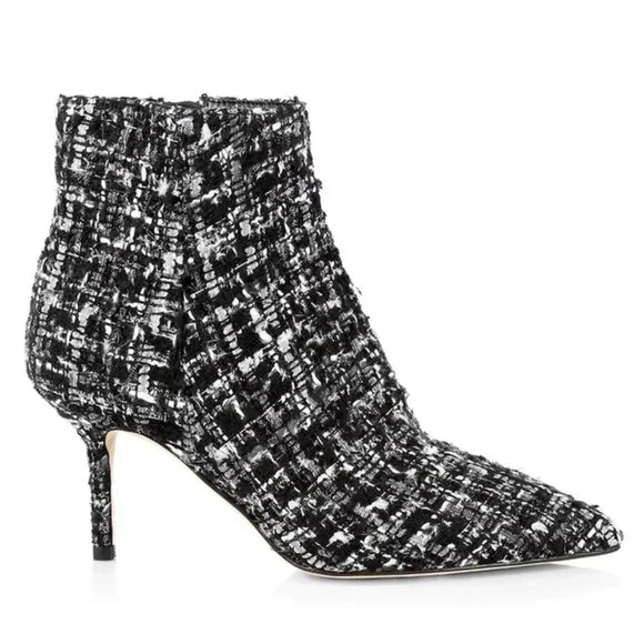 NEW  L'AGENCE Women's EU 40 (US 9-9.5) Aimee Tweed Booties, Black Metallic Tweed - Picture 2 of 6